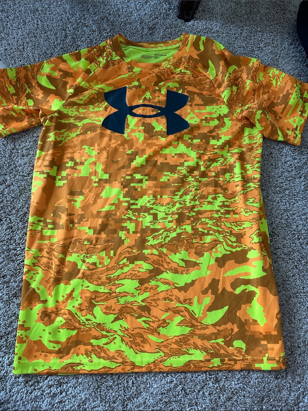 Under Armour Orange & Neon Lime Camo Short Sleeve Performance Tee
